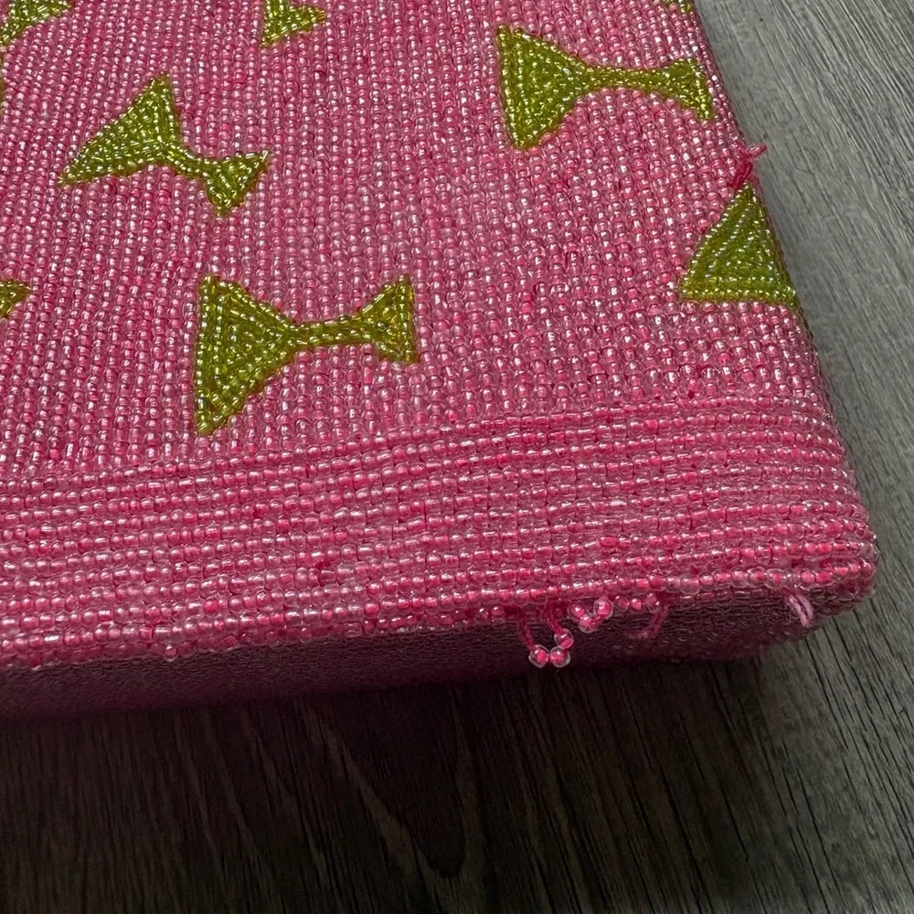 Pink Beaded Cocktail Motif Top-Handle Bag